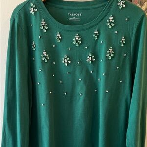 Talbots Emerald Embellished Blouse